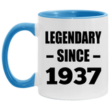 87th Birthday Legendary Since 1937 - 11oz Accent Mug Blue