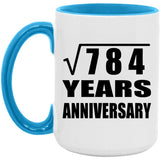 28th Anniversary Square Root of 784 Years Anniversary - 15oz Accent Mug Blue