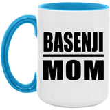 Basenji Mom - 15oz Accent Mug Blue