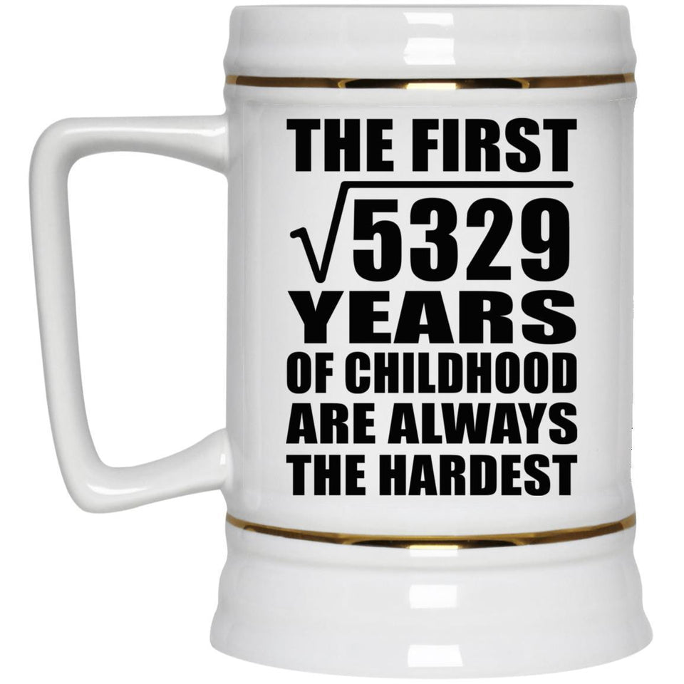 73rd Birthday Square Root of 5329 Years of Childhood - Beer Stein