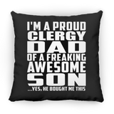 Proud Clergy Dad Of Awesome Son - Throw Pillow Black