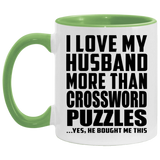 I Love My Husband More Than Crossword Puzzles - 11oz Accent Mug Green