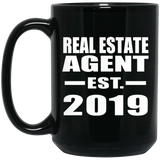 Real Estate Agent Established EST. 2019 - 15oz Coffee Mug Black