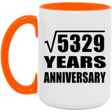 73rd Anniversary Square Root of 5329 Years Anniversary - 15oz Accent Mug Orange
