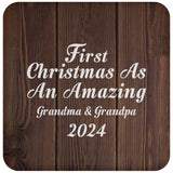 First Christmas As An Amazing Grandma & Grandpa 2024 - Drink Coaster D