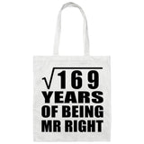 13th Anniversary Square Root of 169 Years of Being Mr Right - Tote Bag White