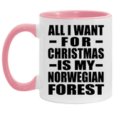All I Want For Christmas Is My Norwegian Forest - 11oz Accent Mug Pink