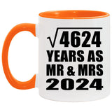 68th Anniversary Square Root of 4624 Years As Mr & Mrs 2024 - 11oz Accent Mug Orange