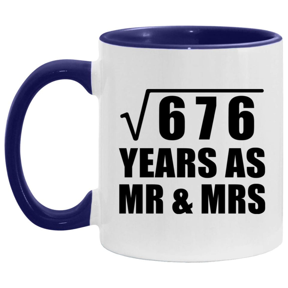 26th Anniversary Square Root of 676 Years As Mr & Mrs - 11oz Accent Mug Purple