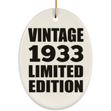 91st Birthday Vintage 1933 Limited Edition - Oval Ornament