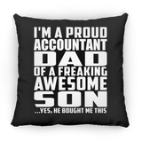 Proud Accountant Dad Of Awesome Son - Throw Pillow Black