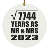 88th Anniversary Square Root of 7744 Years As Mr & Mrs 2023 - Circle Ornament
