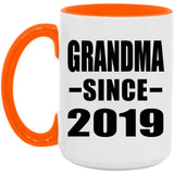 Grandma Since 2019 - 15oz Accent Mug Orange