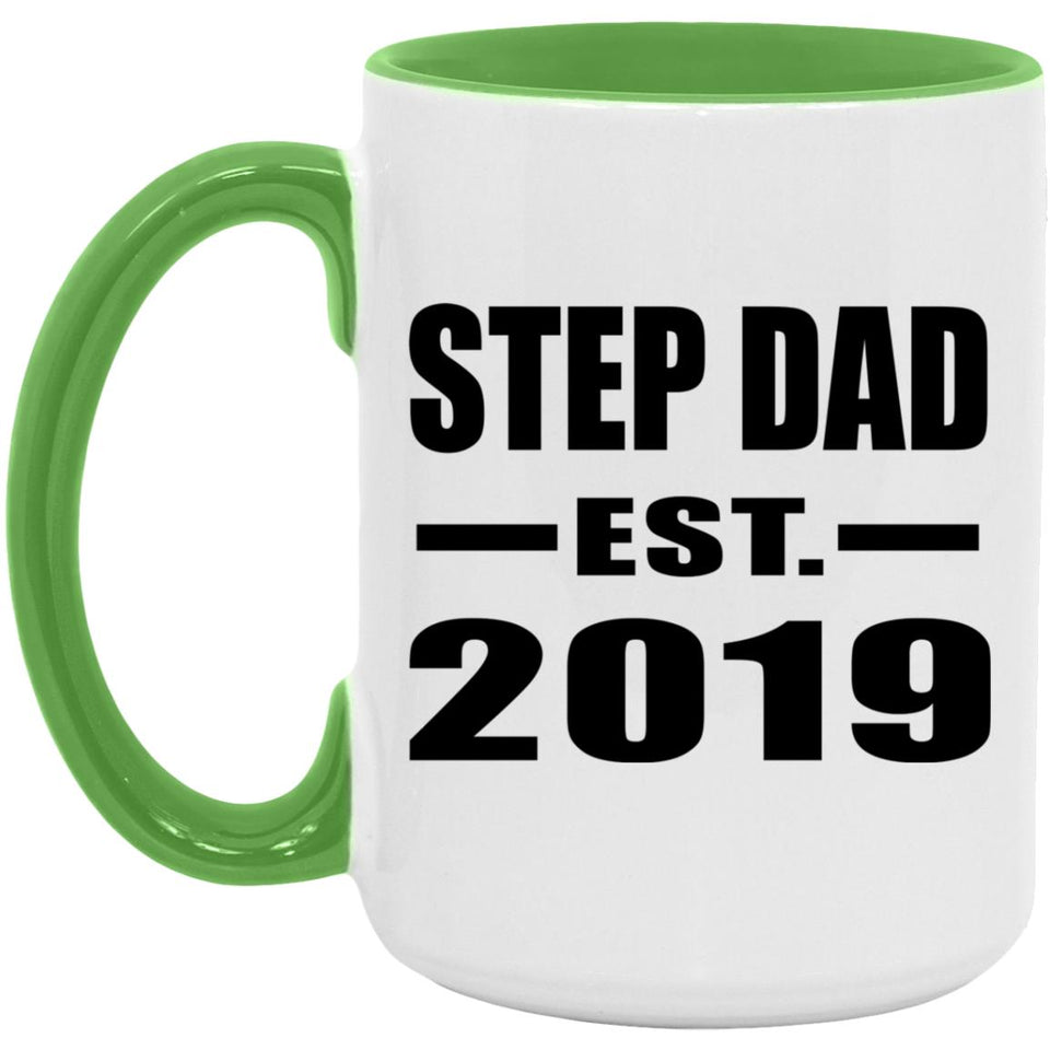 Step Dad Established EST. 2019 - 15oz Accent Mug Green