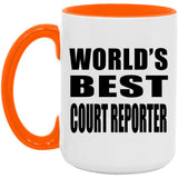 World's Best Court Reporter - 15oz Accent Mug Orange