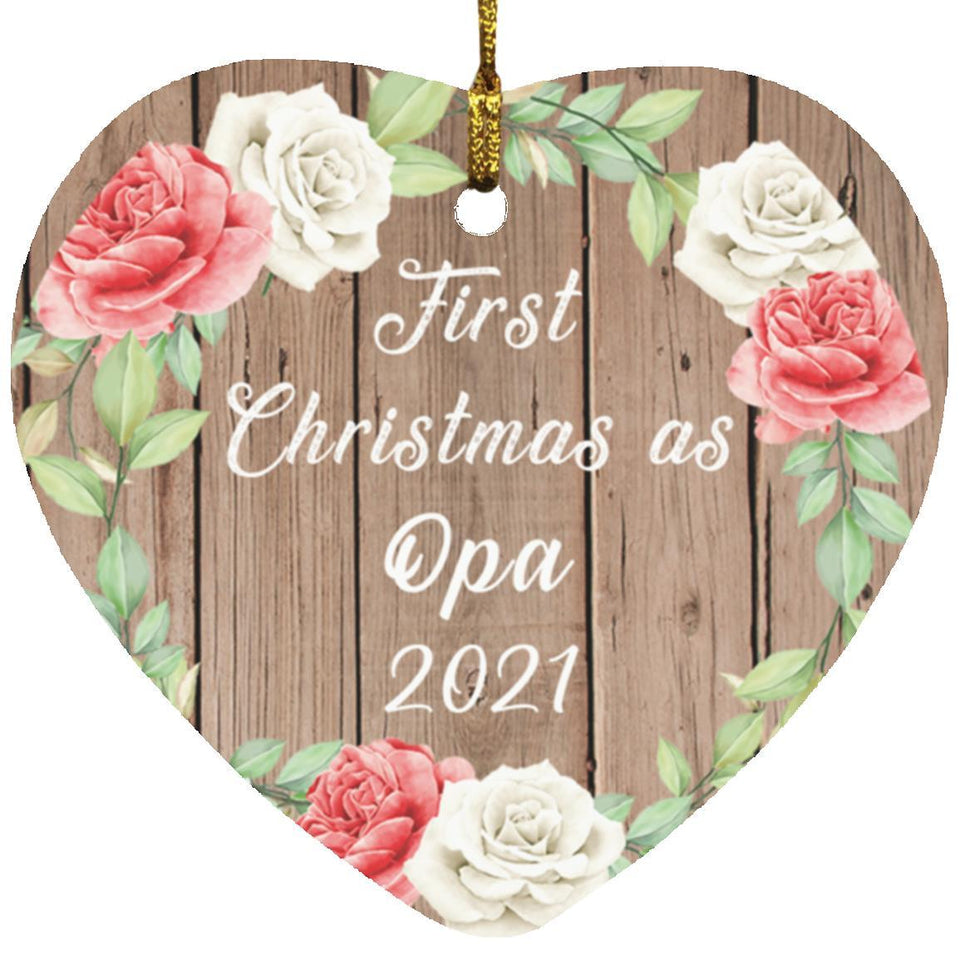 First Christmas As Opa 2021 - Heart Ornament B