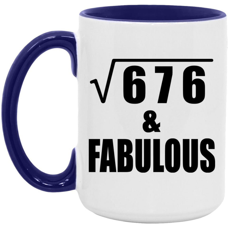 26th Birthday Square Root of 676 & Fabulous - 15oz Accent Mug Purple