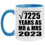 85th Anniversary Square Root of 7225 Years As Mr & Mrs 2023 - 11oz Accent Mug Blue