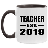 Teacher Established EST. 2019 - 11oz Accent Mug Black