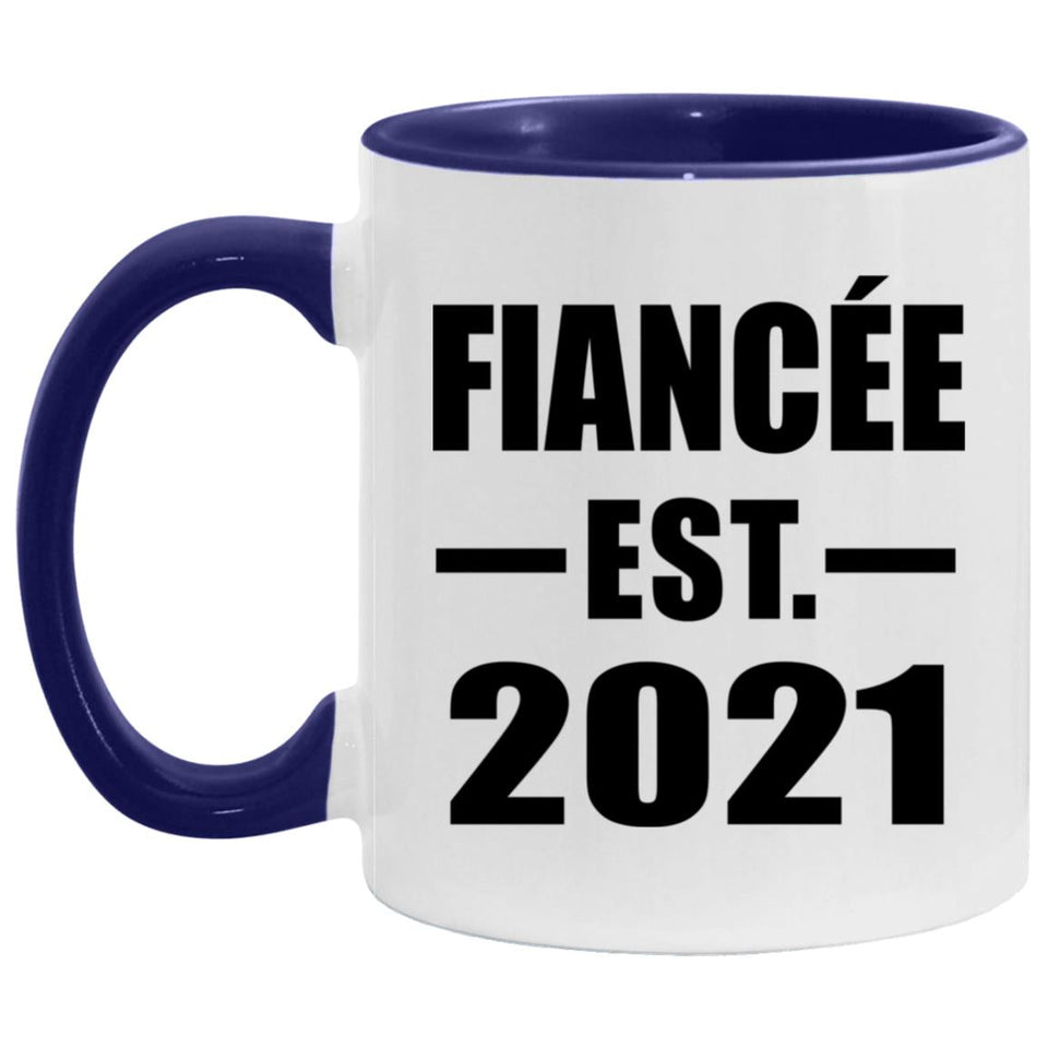 Fiancee Established Est. 2021 - 11oz Accent Mug Purple
