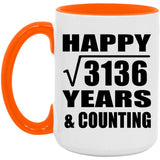 Happy 56th Anniversary Square Root of 3136 Years & Counting - 15oz Accent Mug Orange