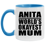 Anita World's Okayest Mum - 11oz Accent Mug Blue