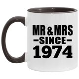 50th Anniversary Mr & Mrs Since 1974 - 11oz Accent Mug Black