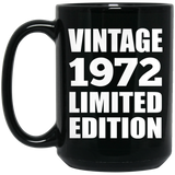 52nd Birthday Vintage 1972 Limited Edition - 15oz Coffee Mug Black