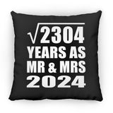 48th Anniversary Square Root of 2304 Years As Mr & Mrs 2024 - Throw Pillow Black