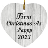 First Christmas As Pappy 2023 - Heart Ornament F