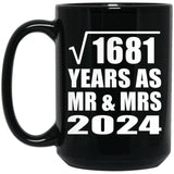 41st Anniversary Square Root of 1681 Years As Mr & Mrs 2024 - 15oz Coffee Mug Black