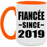 Fiancee Since 2019 - 15oz Accent Mug Orange