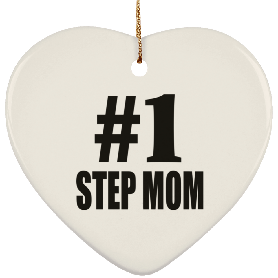 Number One #1 Step Mom - Heart Ornament