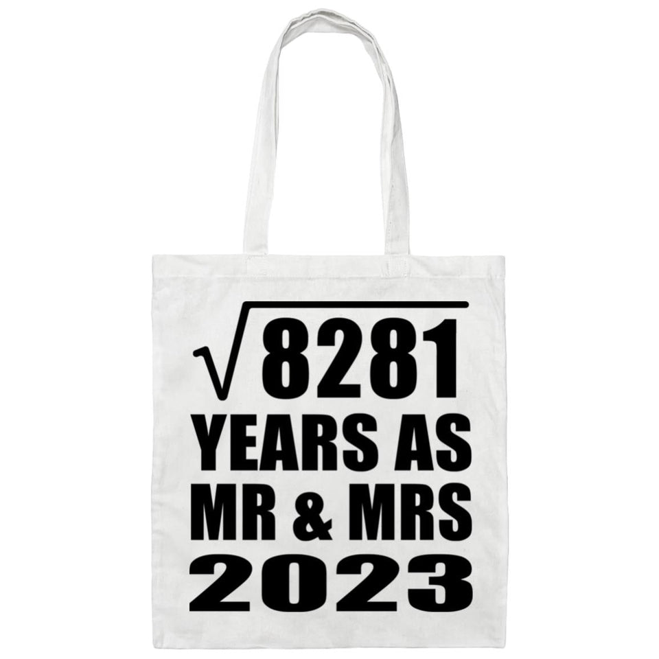 91st Anniversary Square Root of 8281 Years As Mr & Mrs 2023 - Tote Bag White