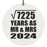 85th Anniversary Square Root of 7225 Years As Mr & Mrs 2024 - Circle Ornament
