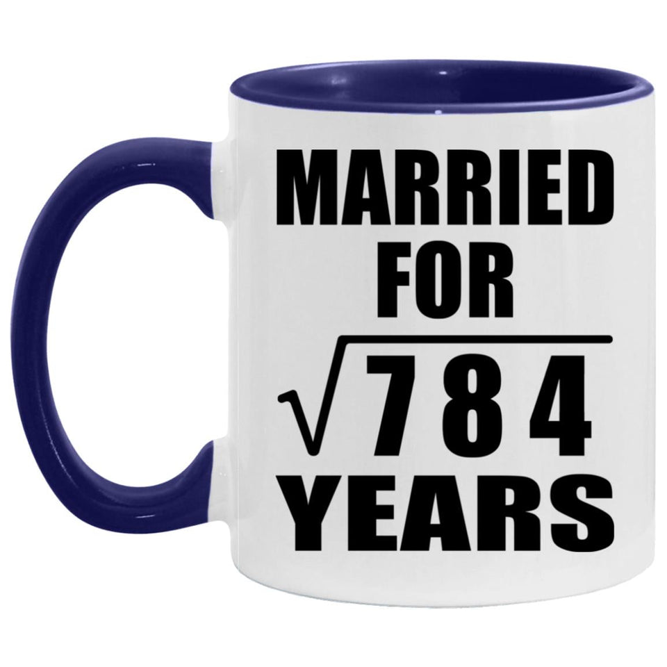28th Anniversary Married For Square Root of 784 Years - 11oz Accent Mug Purple
