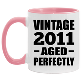 13th Birthday Vintage 2011 Aged Perfectly - 11oz Accent Mug Pink