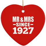 97th Anniversary Mr & Mrs Since 1927 - Heart Ornament