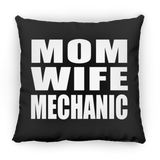 Mom Wife Mechanic - Throw Pillow Black