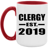Clergy Established EST. 2019 - 15oz Accent Mug Red