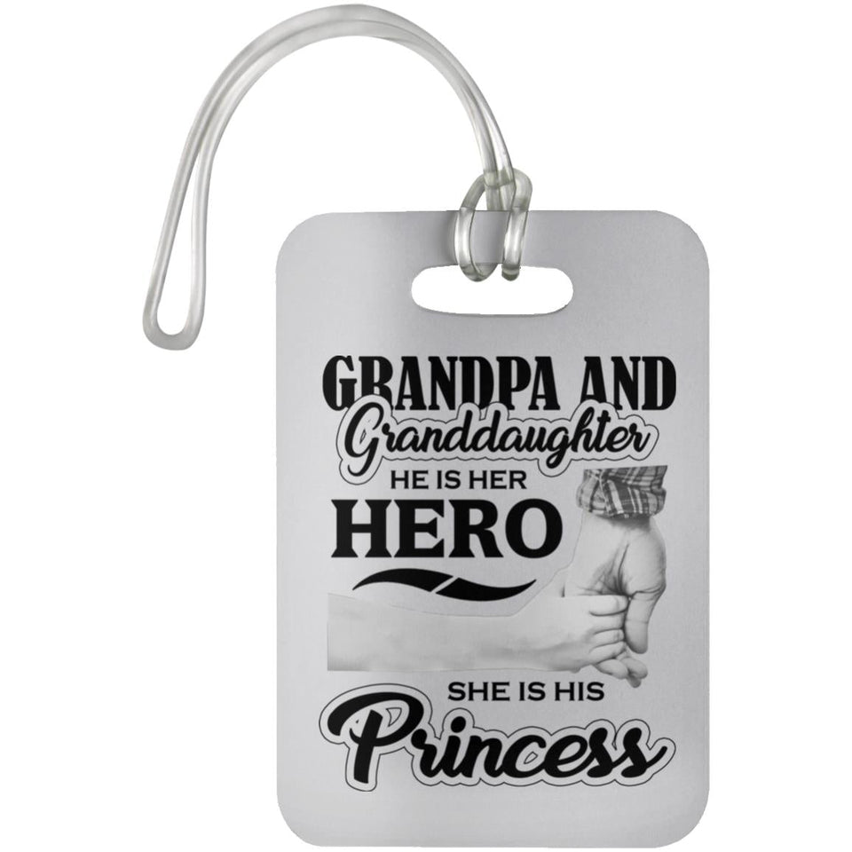 Grandpa & Granddaughter, He is Her Hero, She is His Princess - Luggage Bag Tag