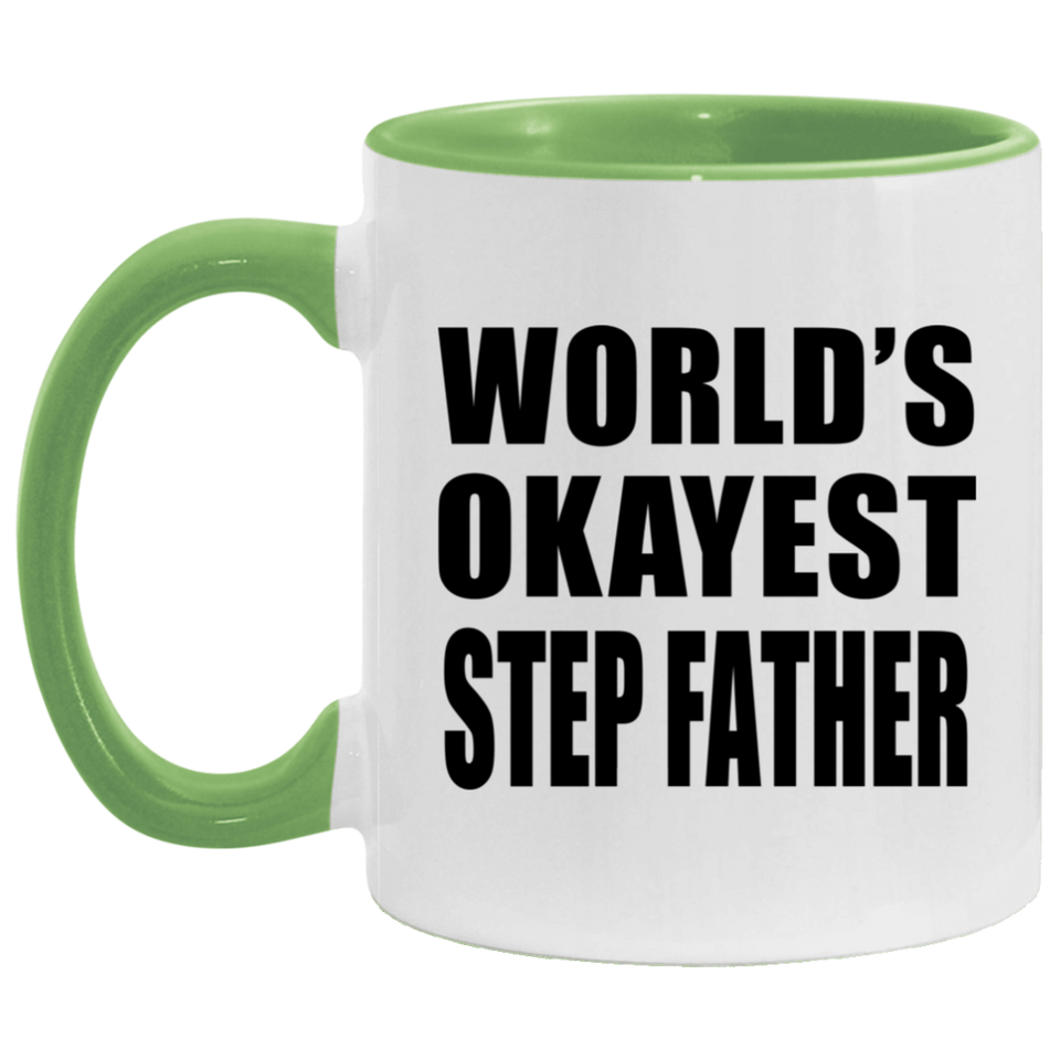 World's Okayest Step Father - 11oz Accent Mug Green