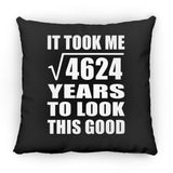 68th Birthday Took Square Root of 4624 Years To Look Good - Throw Pillow Black