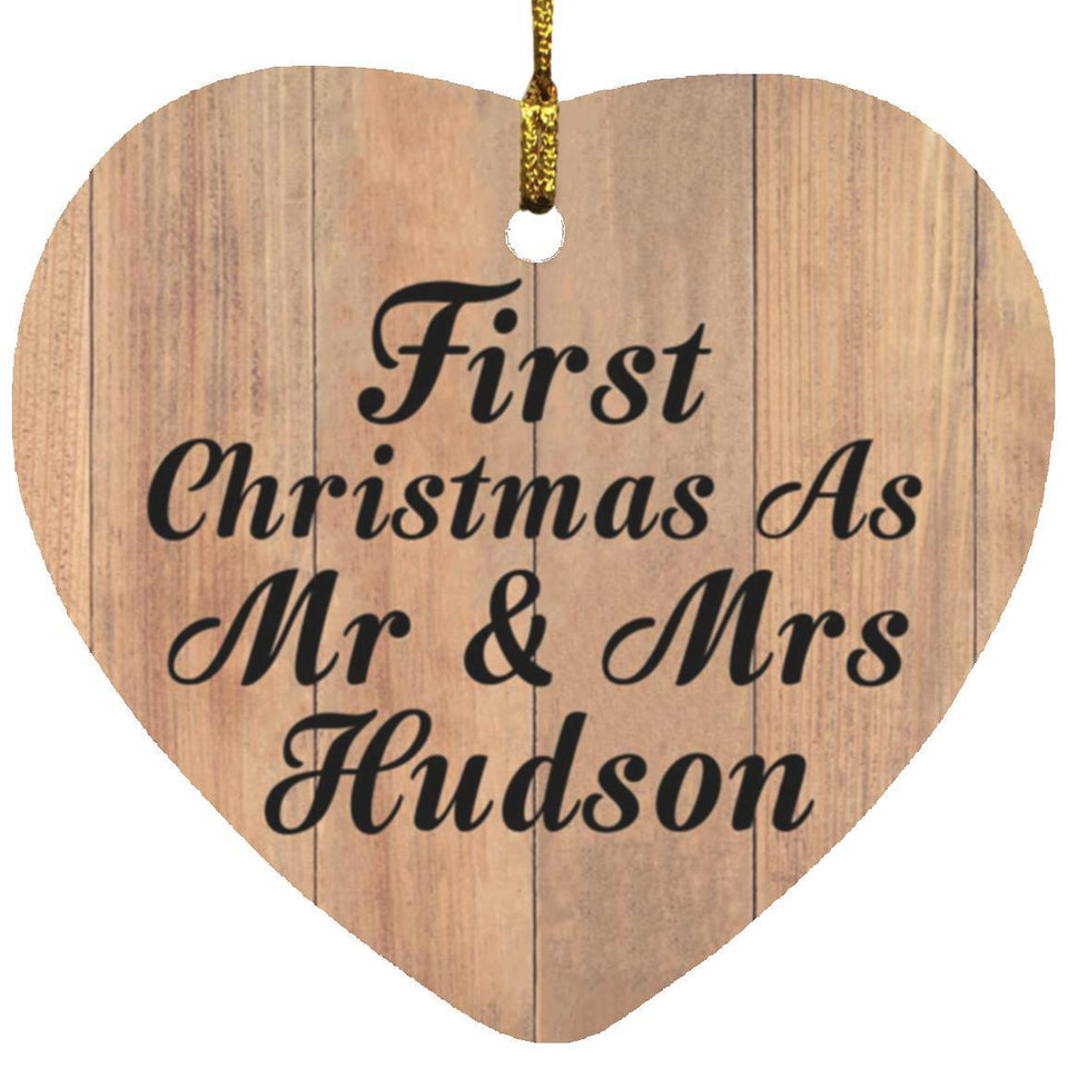 First Christmas As Mr & Mrs Hudson - Heart Ornament C