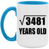 59th Birthday Square Root of 3481 Years Old - 15oz Accent Mug Blue