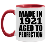 103rd Birthday Made In 1921 Aged to Perfection - 11oz Accent Mug Red