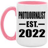 Photojournalist Established EST. 2022 - 15oz Accent Mug Pink