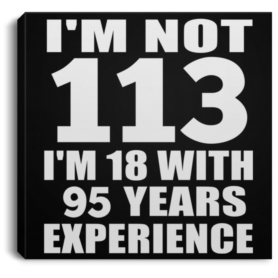 113th Birthday I'm Not 113 I'm 18 With 95 Years Experience - Canvas Square