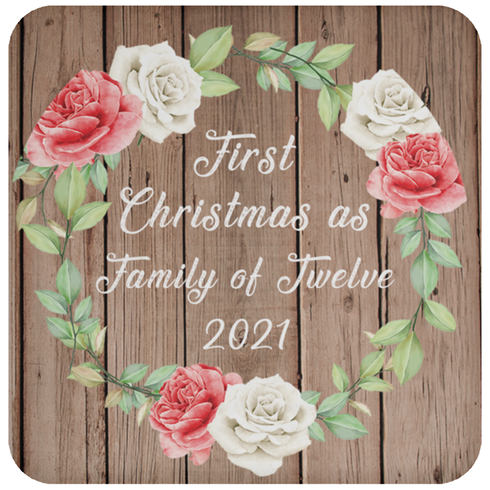 First Christmas As Family Of Twelve 2021 - Drink Coaster B