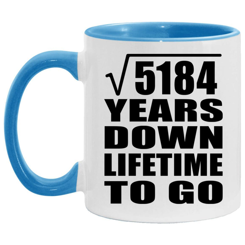 72nd Anniversary Square Root of 5184 Years Lifetime To Go - 11oz Accent Mug Blue